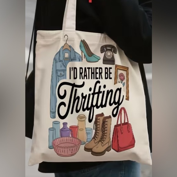 Handbags - Stylish Cream Tote Bag with Thrifting Design